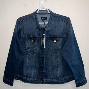 JONES & CO. WOMAN BLUE STRETCH DENIM TRUCKER CROPPED JACKET PLUS SIZE 2X NWT